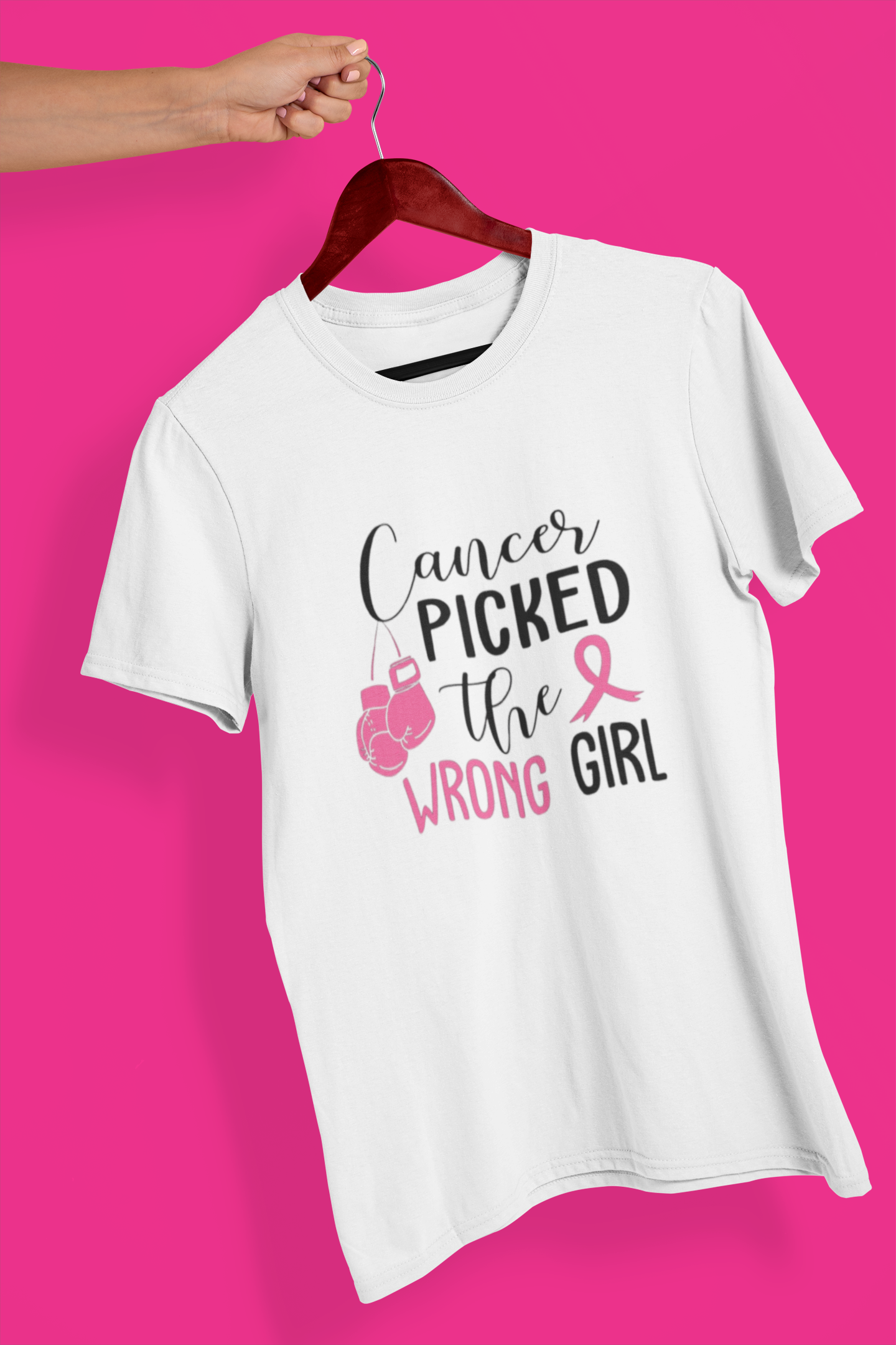 Cancer Picked The Wrong Girl T-Shirt - Breast Cancer Awareness