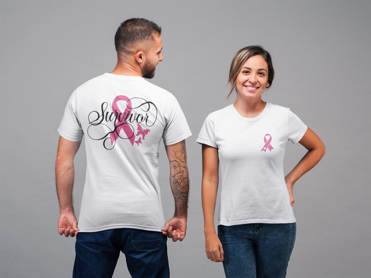 Survivor With Bow T-Shirt - Breast Cancer Awareness